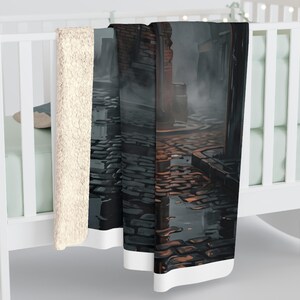 Ashmoor River Packing Sherpa Fleece Blanket - Gothic Industrial Throw image 8