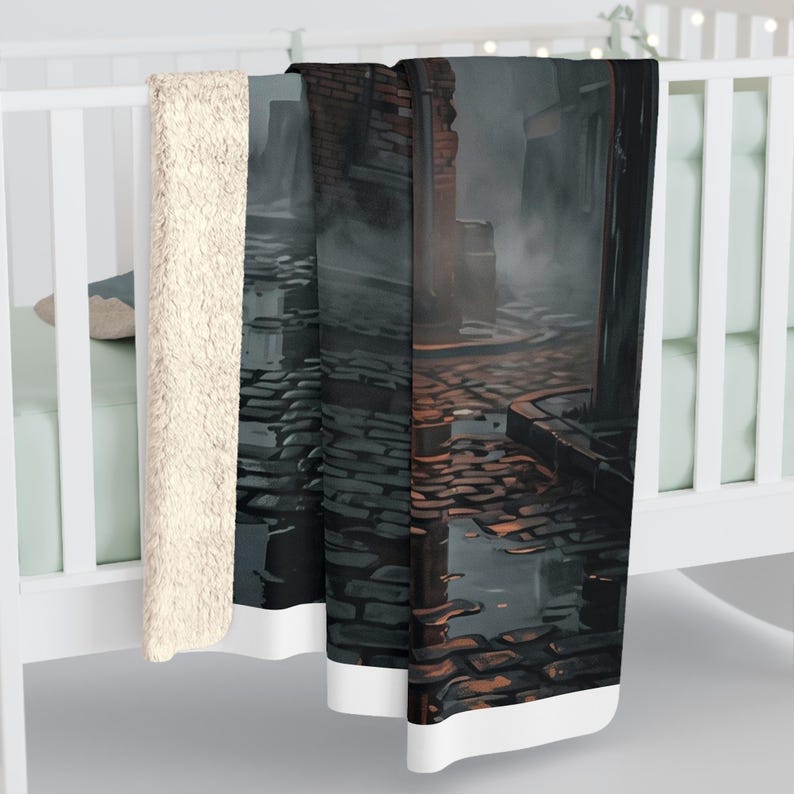 Ashmoor River Packing Sherpa Fleece Blanket - Gothic Industrial Throw image 8