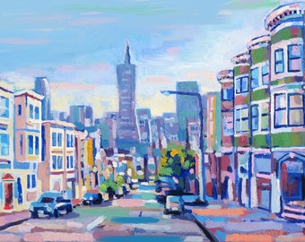 San Francisco Impression 8 x 10 d'une peinture à l'huile originale