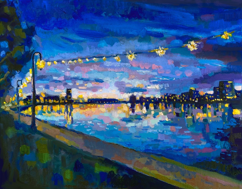 Lake Merritt Oakland 8x10 Print of an Original Oil Painting III image 1