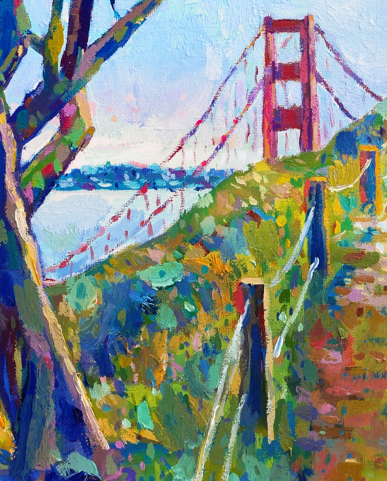 Golden Gate Bridge, San Francisco and Marin Headlands 8x10 Art Print of an Original Oil Painting image 3