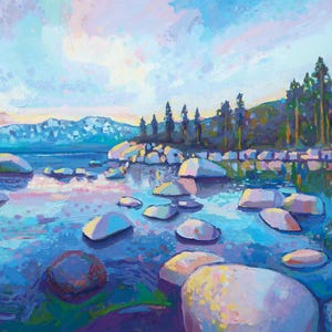 Sunset at Lake Tahoe 8x10 Art Print of an original oil painting
