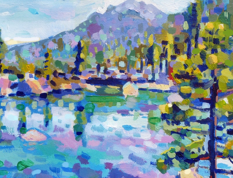 Impression 8 x 10 du lac Tahoe d'une peinture à l'huile originale image 3