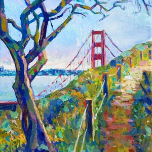 Golden Gate Bridge, San Francisco and Marin Headlands 8x10 Art Print of an Original Oil Painting image 1