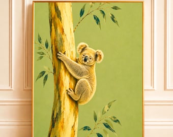 Koala Wall Art | Sage Green Animal Art Print | Australian Wildlife Wall Art | Luxury Nature Art (Digital Download)