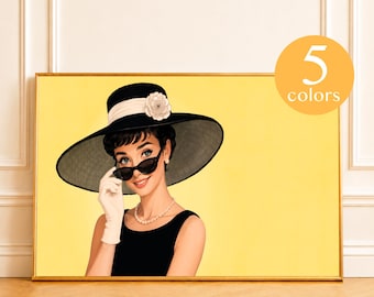 Vintage Fashion Wall Art | Elegant Woman Portrait | Audrey Hepburn Print | Vanity Wall Art | Old Money Wall Decor (Digital Download)