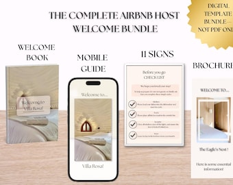 Airbnb Host Welcome Bundle: Mobile Guide, Book, Brochure, 11 Signs (Digital Template)
