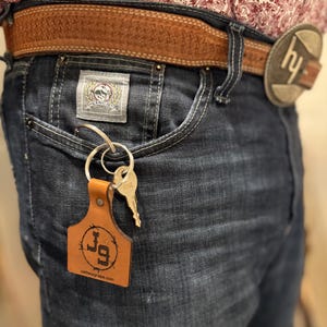 Chaveiro personalizado com patch de couro | Logotipo personalizado para fazenda | Presente para fazendeiros | FFA e 4-H