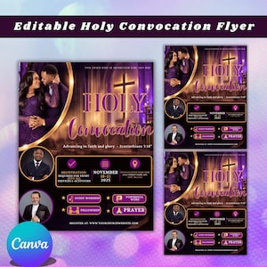 Editable Holy Convocation Flyer Template, Church Worship Event, Pastor Honor, Ministry Poster, Faith Gathering Canva Design