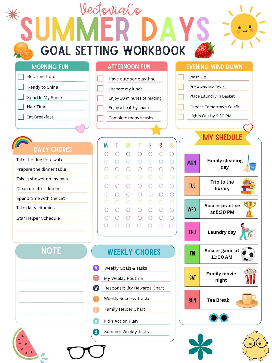 Editable Kids Chore Chart | Fillable PDF Daily Routine Checklist ...