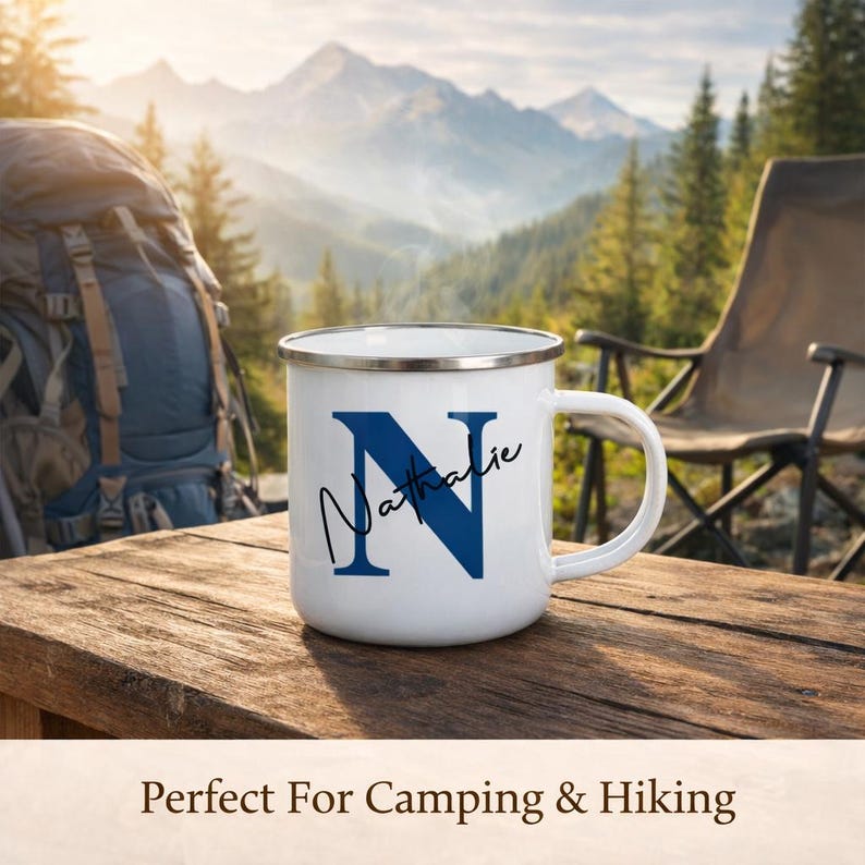 Personalized Enamel Camp Mug – Custom Name Coffee Cup image 3