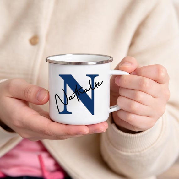 Personalized Enamel Camp Mug – Custom Name Coffee Cup