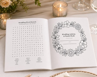 Libro de actividades para bodas para niños de 9 a 13 años, libro de rompecabezas imprimible para preadolescentes, recuerdo para la recepción de la boda, descarga instantánea.