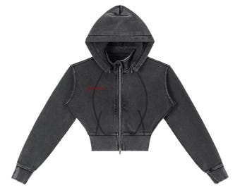 Vintage Washed Cropped Fleece Hoodie