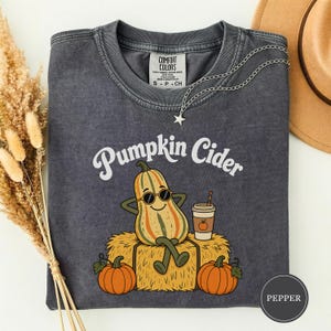 Pompoencider T-shirt, grappig herfstwoordspeling T-shirt, leuk herfsthumor T-shirt, cadeau voor een pompoenveldje, T-shirt voor herfstliefhebbers, herfstshirt, herfstshirt