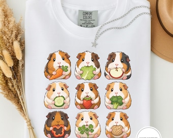 Cute Guinea Pig Snack Grid Shirt, Kawaii Guinea Pig Tee, Funny Guinea Pig Gift, Snack Guinea Pig Shirt, Cute Animal Tee, Cute Tee