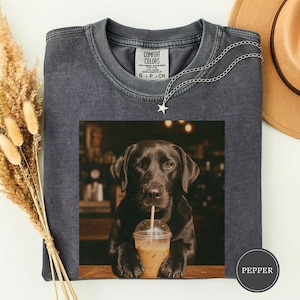 Funny Black Lab Iced Coffee Tee, Black Lab Coffee Tee, Lab Mom Gift, Dog Iced Coffee Tee, Lab Lover Gift, Funny Coffee Shirt, Java Tee