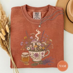 Cottagecore Tea Wildflowers Shirt, Cozy Slow Living Floral Teacup Tee, Cute Botanical Tea Lover Gift, Cottagecore Gift For Women Yam