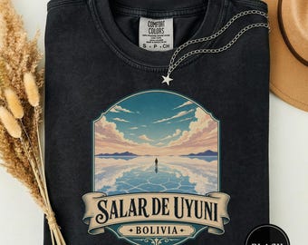 T-Shirt mit Salar-de-Uyuni-Motiv, Geschenkidee für Bolivien-Reisende, Souvenir aus der Salzwüste, Geschenkidee für Bolivien-Reisende