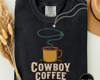 Cowboy Coffee Lasso Steam Tee, Funny Western Country Shirt, Rodeo Coffee Lover Graphic, Ranch Caffeine Gift Shirt, Western Graphic Tee
