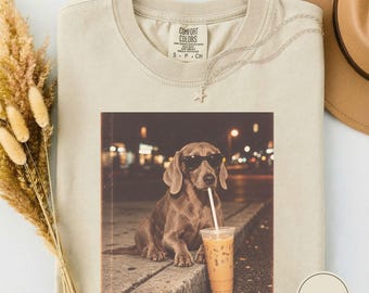 Funny Weimaraner Drinking Iced Coffee Shirt, Weimaraner Dog Mom Gift, Funny Weimaraner Meme Tee, Weimaraner Lover Gift, Coffee Dog Tee
