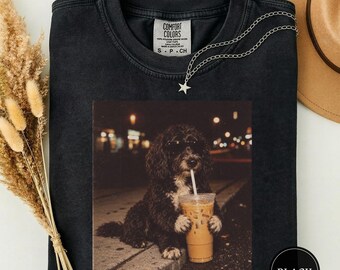 Portuguese Water Dog Iced Coffee Shirt, Portuguese Water Dog Dog Mom Gift, Funny Portuguese Water Dog Meme Tee, Dog Meme Graphic Tee