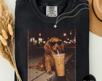Apricot Cockapoo Night Street Iced Coffee Tee, Cockapoo Dog Mom Gift, Funny Cockapoo Meme Tee, Cockapoo Lover Gift, Dog Lover Gift Idea