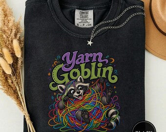 T-Shirt mit Garn-Goblin-Motiv, Lustiges Garn-Goblin-T-Shirt, Garn-Chaos-T-Shirt, Geschenkidee mit Häkel-Humor, Humor für Garnliebhaber, Kreatives Geschenk, Geschenk für Bastelfreunde, Gemütliches Bastel-T-Shirt