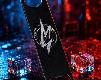 Custom UV Printed Metal Bottle Opener | Band Logo Barware (Silver/Black) | Bulk pricing