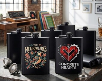 6oz Black Flask | Customizable Band Merch, Bulk Pricing