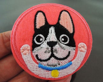 Iron on Patch - Cute Dog Patch Animal Doggie Patches Iron on Applique Embroidered Patch Sew On Patch