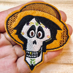 Skull Skeleton Cartoon Patch - Iron on Patch or Sewing Patch Large Skull Ghost Patch