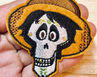 Skull Skeleton Cartoon Patch - Iron on Patch or Sewing Patch Large Skull Ghost Patch