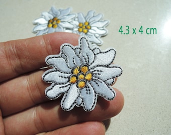 Iron on Patches or Sewing on Patch White Flower Embroidered Patch Bombs Embellishment