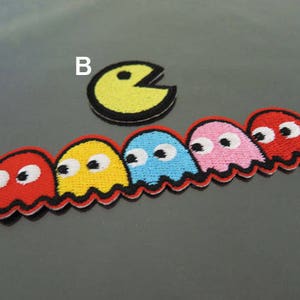 1 Sets  of Iron on Patches or Sewing on Patch Pac Man Patch Ghost Patch Embroidered Patch Bombs Embellishment