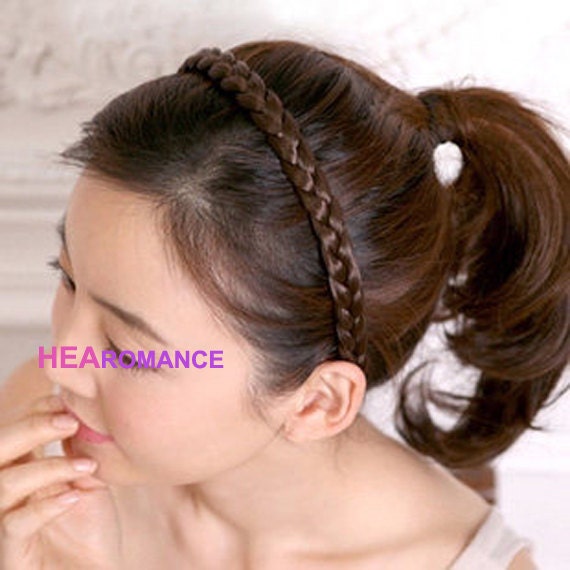 Hair Headband Black Or Brown Braided Faux Hair Headband