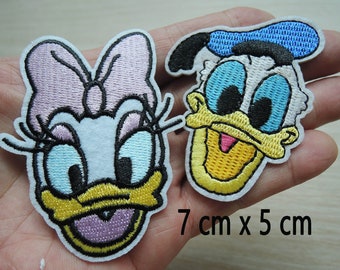 One Set of 2pcs Mouse Patches - Iron on Patch or Sewing Patch Donald Duck Patch and Daisy Duck Patch