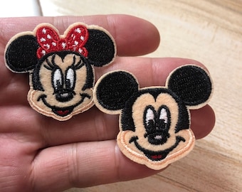 Set of 2pcs Mouse Patches - Iron on Patch or Sewing Patch Mickey Mouse Patch and Minnie Mouse Patch