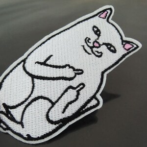 Cat Patches - Iron on Patch or Sewing on Patch Animal Funny Cat with Finger Patch Animal Large Patch Embellishments Cats Black Sewing Patch