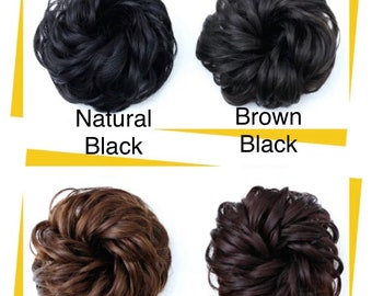 Hair Bun Coil Headband - Black or Brown Messy Bun Faux Hair Headband