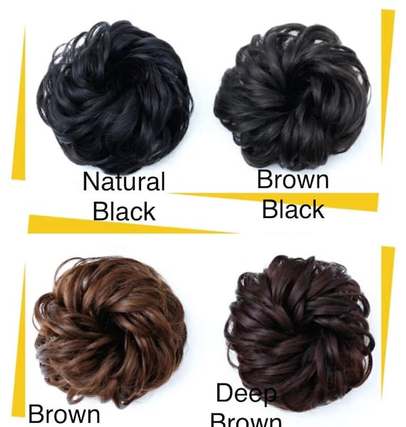 Hair Bun Coil Headband Black Or Brown Messy Bun Faux Hair Etsy