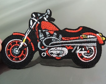 Plancha en parche - Parche de moto Parche de motocicleta Rojo negro Parches de bicicleta Plancha de motocicleta en apliques Parche bordado Parche de costura