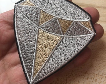 Big Silver Diamond Patches - Iron on Patch or Sewing Patch England Patch Embellishment