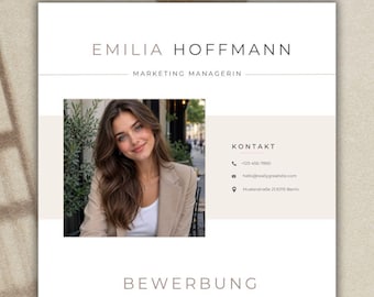 Bewerbungsvorlage, Lebenslauf Vorlage  Canva Moderner Lebenslauf, Anschreiben, Anlagen, Deckblatt, Motivationsschreiben