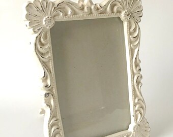 Reduced!  Amazing off white Victorian esque  metal picture frame, Haunted Series!