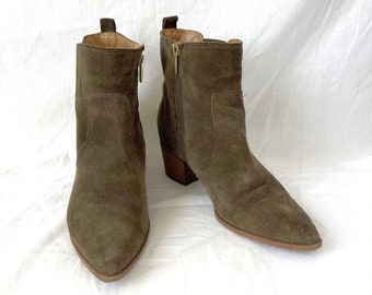 Franco Sarto sienne Dark Olive Suede Booties Size 8. Cowgirl
