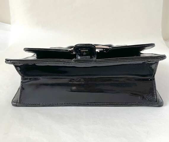 Reduced!  Vintage top handle black patent purse, … - image 9