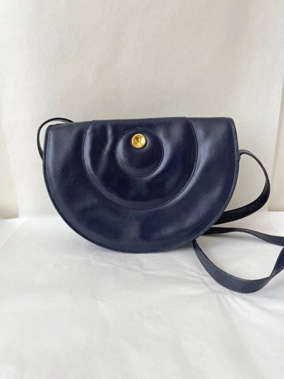 Vintage navy leather Movado bag, STUNNING! - image 3