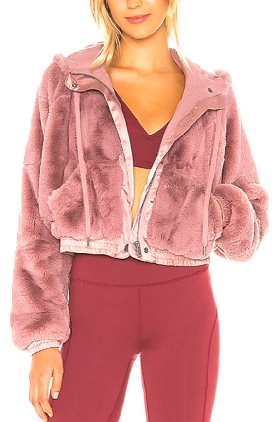 Free people top pink fur coat