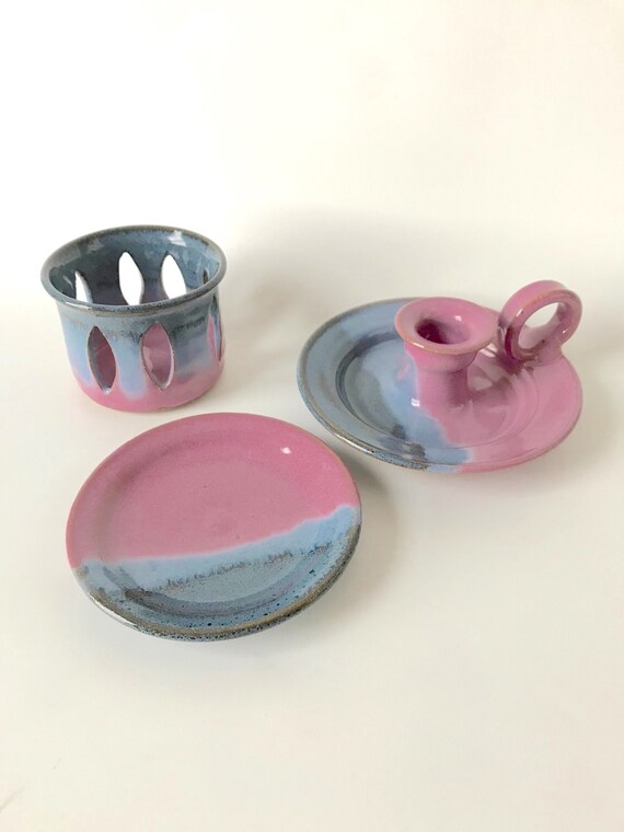Vintage 3 piece Charles Wagoner candle holder set, A Beautiful Trio!